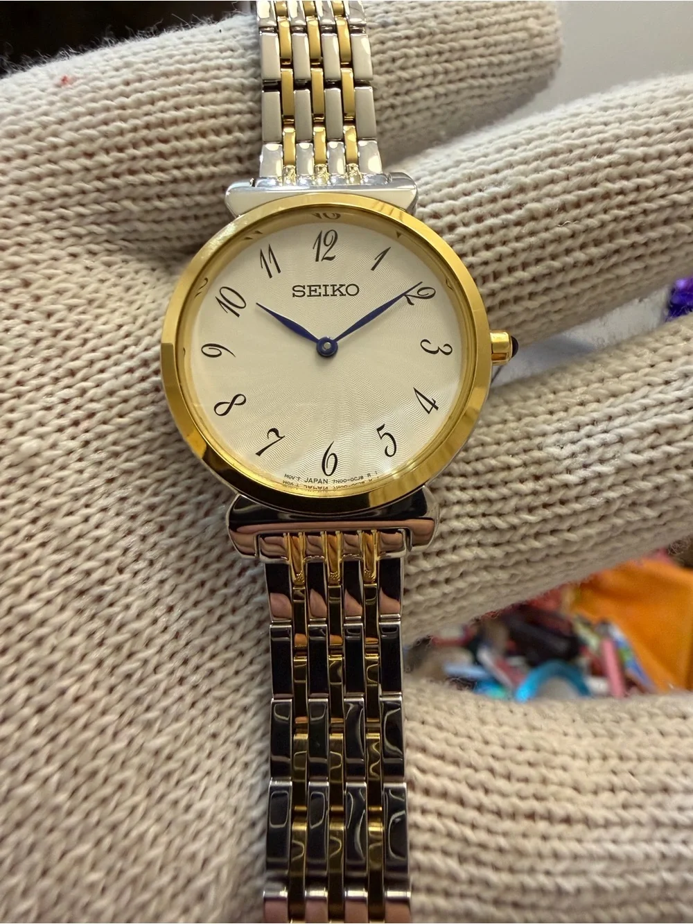 Seiko Essentials Women's Watch Two-Tone Gold Silver Arabic SFQ800 7N00-0BM0